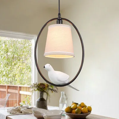 Современный белый тканевый абажур птица подвесные светильники творчества
