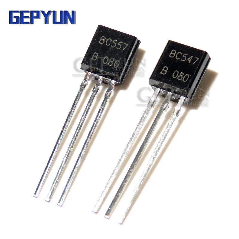 100 шт., транзисторы BC547 + BC557 NPN PNP, транзистор TO-92, триодный транзистор BC547B BC557B, каждая 50 шт.