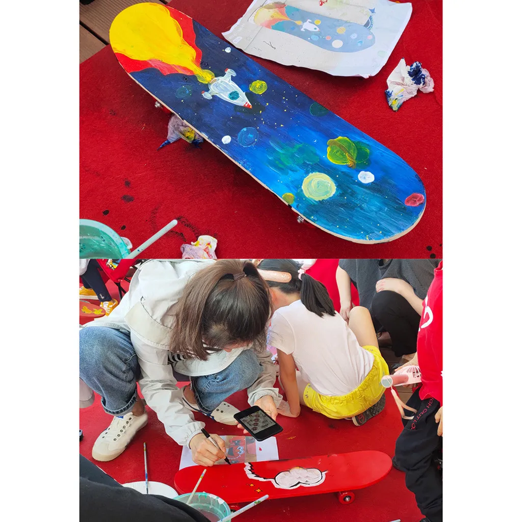 

Blank Skateboards for Kids Wooden Complete DIY Freehand Skateboards for Beginner Graffiti for Boy Girl Slide Plate Skating Board