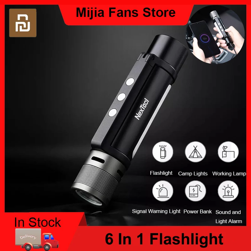 

Ультраяркий светодиодный фонарик Youpin 6 в 1, уличный портативный аварийный светильник для кемпинга с зарядкой от USB и внешним аккумулятором