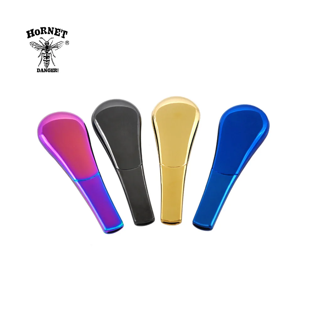 

HORNET Fashion Spoon-shaped Alloy Smoke Pipe with Metal Cover Removable Cigarette Tobacco Pipe Tube with Box Metal Smoking Pipes