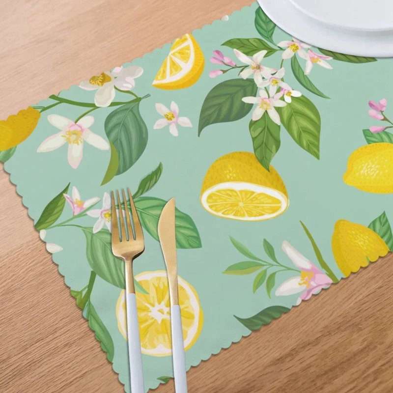 Набор из 6 предметов: коврик для обеденного стола фруктов лимона | Дом и сад