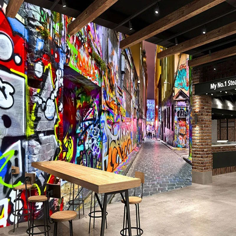 

Dropship Custom Photo Wallpaper Modern Popular Street Art Graffiti Bar KTV Mural Restaurant Cafe High Quality Wallpaper