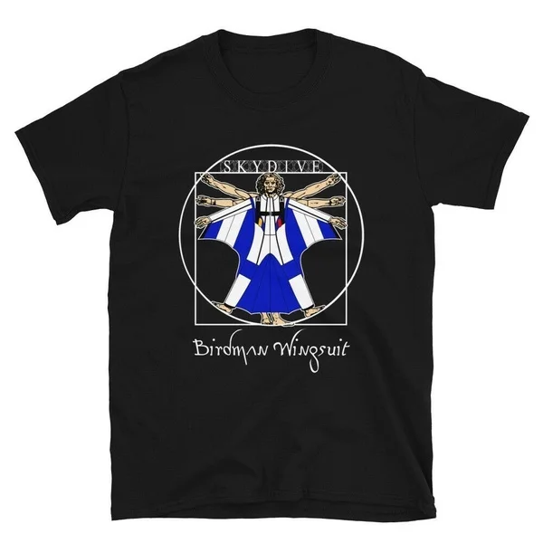 

Skydiving Wingsuit Birdman Skydive Leonardo Vinci Vitruvian Skydiver Man T-Shirt