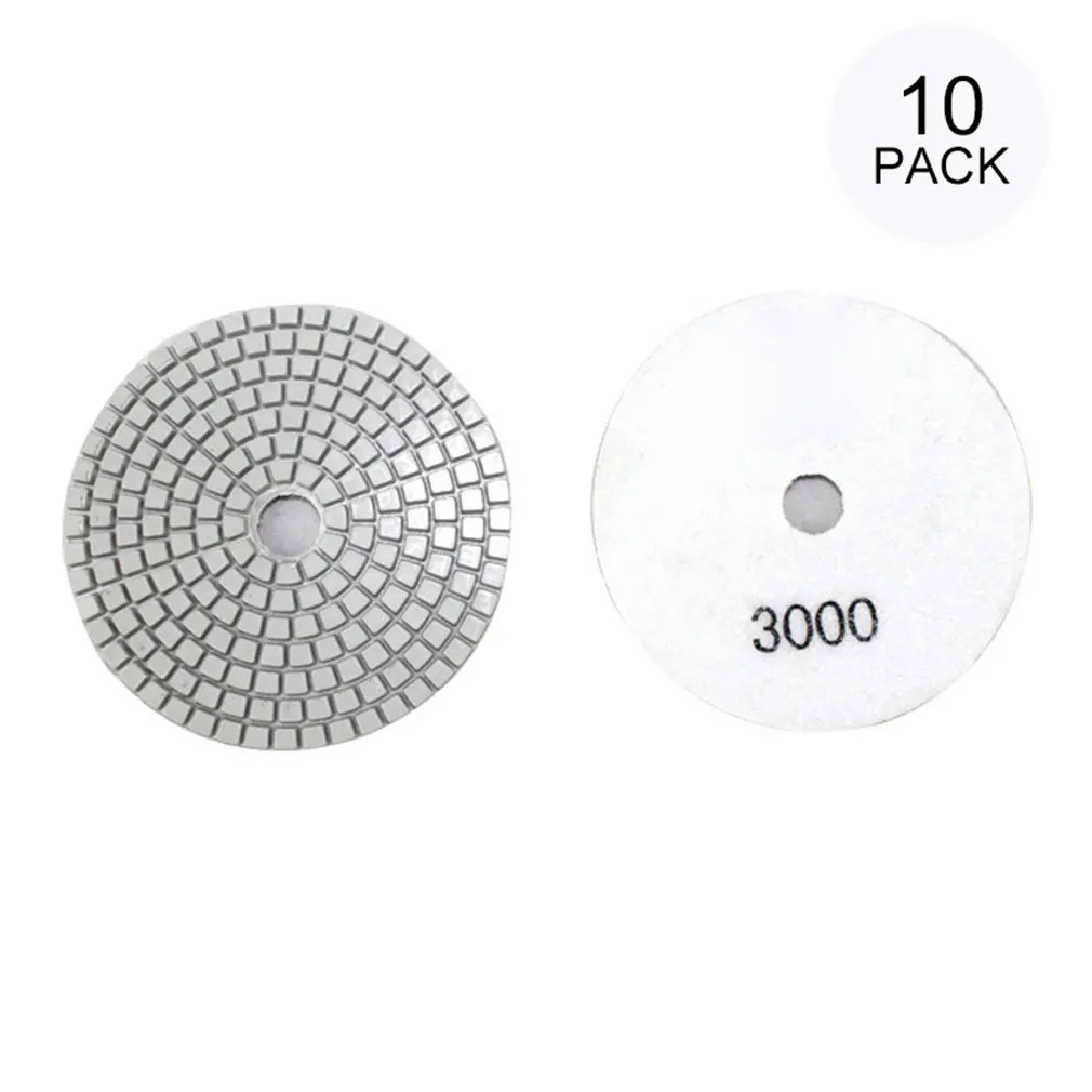 

10pcs Diamond Polishing Pads Kit 4 inch 100mm Wet/Dry for Granite Stone Concrete Marble Polishing Use Grinding Discs Set