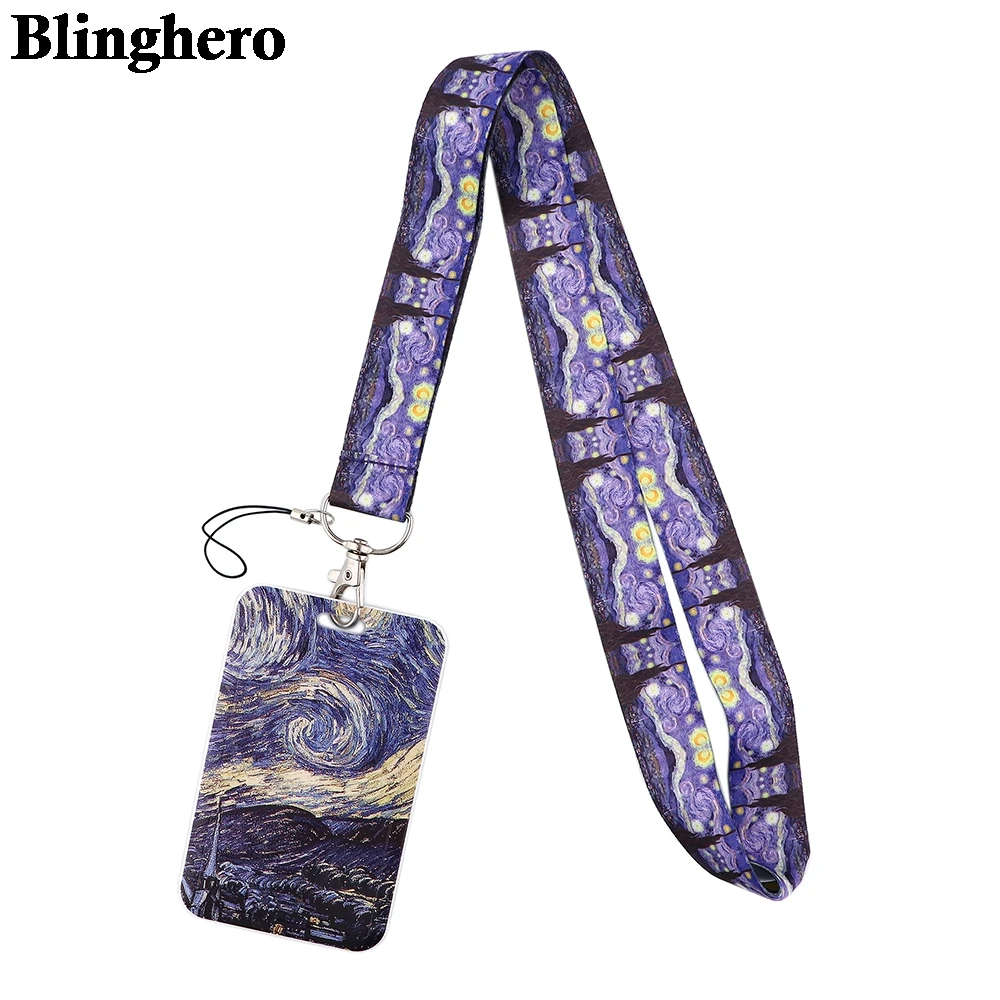 

CB510 Starry Sky Art Painting Lanyards for Key Neck Strap Lanyard Card ID Holder Gym Key Chain Key Holder DIY Hanging Rope