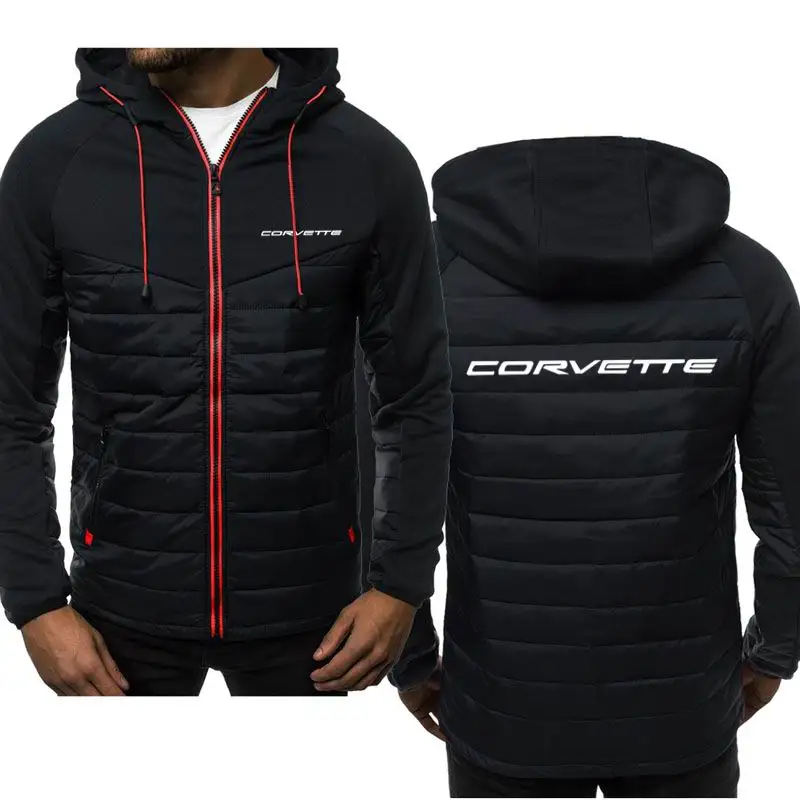 

Corvette Logo New Fashion Hoody Spliced Jacket Men Spring Autumn Hoodies Casual Coat Hooded Fleece Sport Zipper Tops