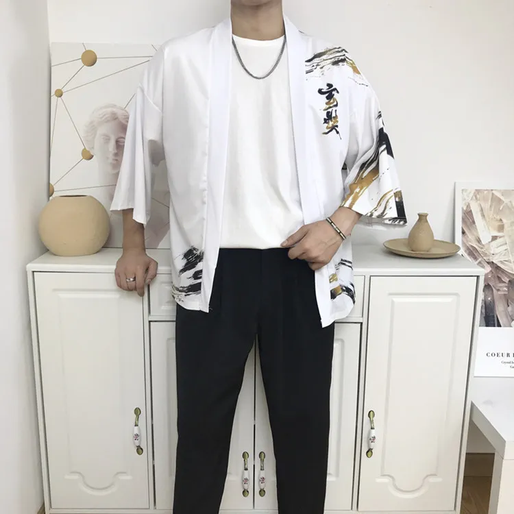 

Yukata Haori Robe Men Japanese Samurai Clothing Chinese Style Kimono Japanese Cardigan Unisex Super Cool Harajuku Streetwear