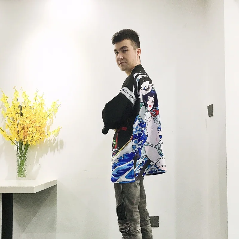 Рубашка-кимоно Мужская хаори Японская уличная одежда рубашка в японском стиле