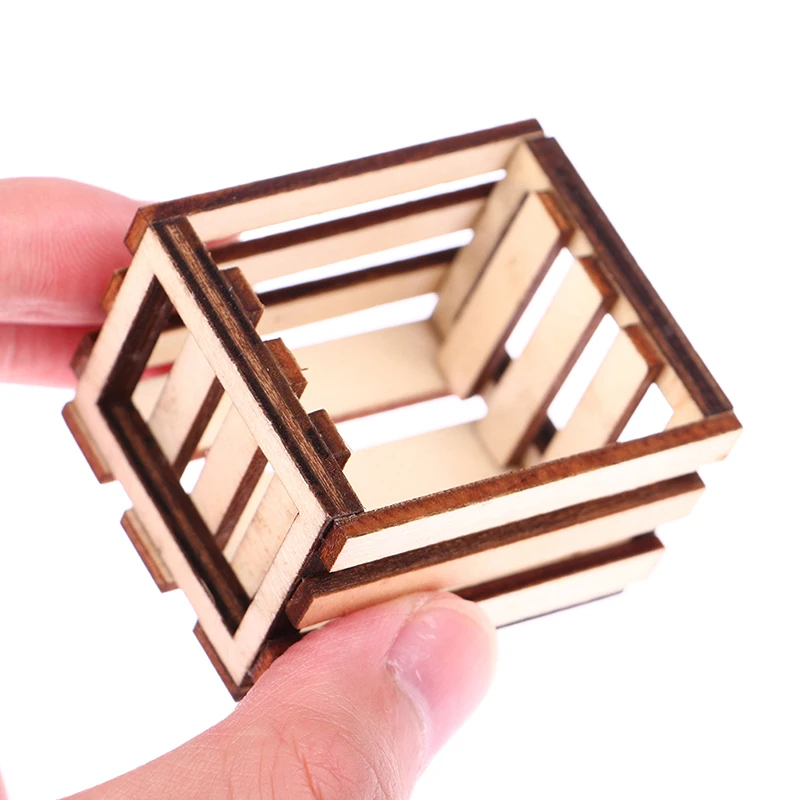 

1:12 Dollhouse Miniature Wooden Frame Storage Basket Desktop Sundries Collection Organizer Box Home Decor Desk Organizer Box