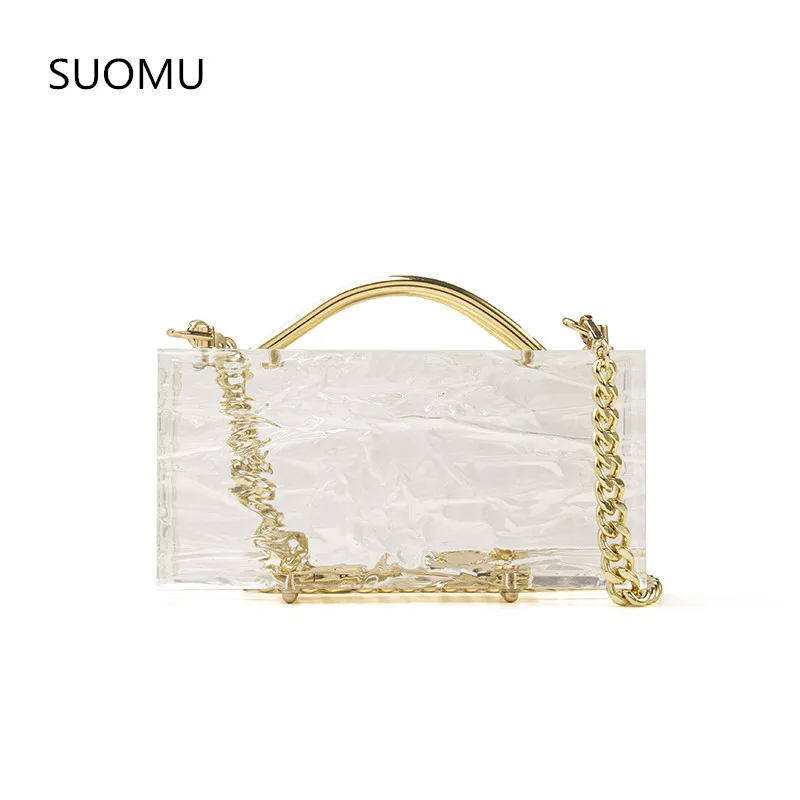 Прозрачный акриловый клатч женская прозрачная сумка-мессенджер пластиковая