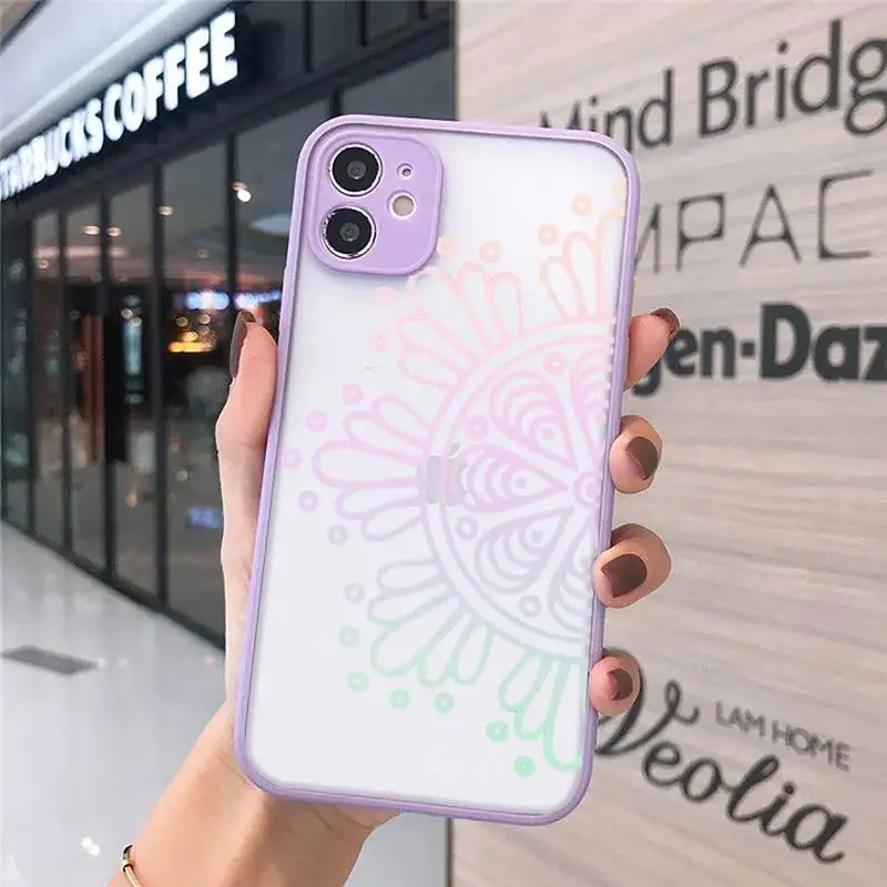 

Mandala Lace art design Flower Phone Case matte transparent For iphone 7 8 11 12 plus mini x xs xr pro max cover