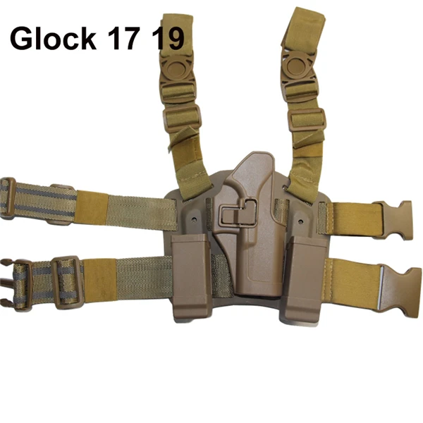 Tan for Glock Кобура для ружья, Охотничья кобура для ног Glock 17 19 Beretta M9 M92 1911 P226, Тактический Регулируемый Чехол для пистолета - Цвет: Tan for Glock