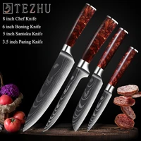 damascus chef knifejapanese salmon sashimi knife red resin handle laser slicing knife kitchen knife cooking knife