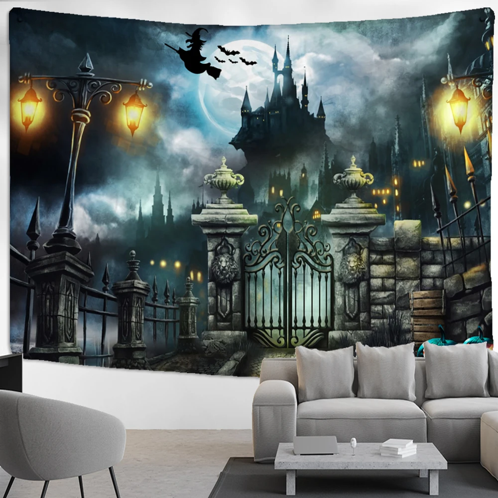 

Horror Castle Tapestry Wall Hanging Hand Of Hell Psychedelic Witchcraft Abstract Hippie Polyester Background Cloth Decor