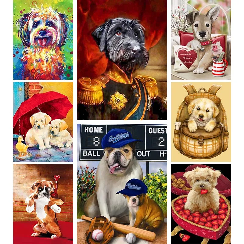 

Love Diamond Painting Bulldog Cartoon Diamond Embroidery Golden Dog Animal Full 5D DIY Design Needlework Crafts Home Decor K2