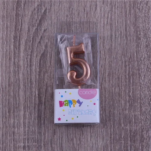 rose gold 5 Розовое золото, свечи для торта с цифрами на день рождения 0, 1, 2, 3, 4, 5, 6, 7, 8, 9, Топпер для торта, Детские вечерние украшения для мальчиков и девочек - Цвет: rose gold 5