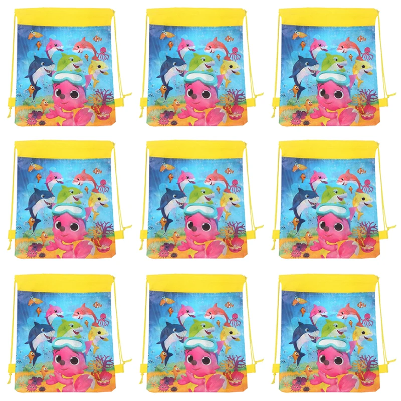 

Ocean Cartoon Drawstring Backpack Printing Shark Theme Non-Woven Fabrics Drawstring Shopping Bag Kids Favor Travel Pouch Storage