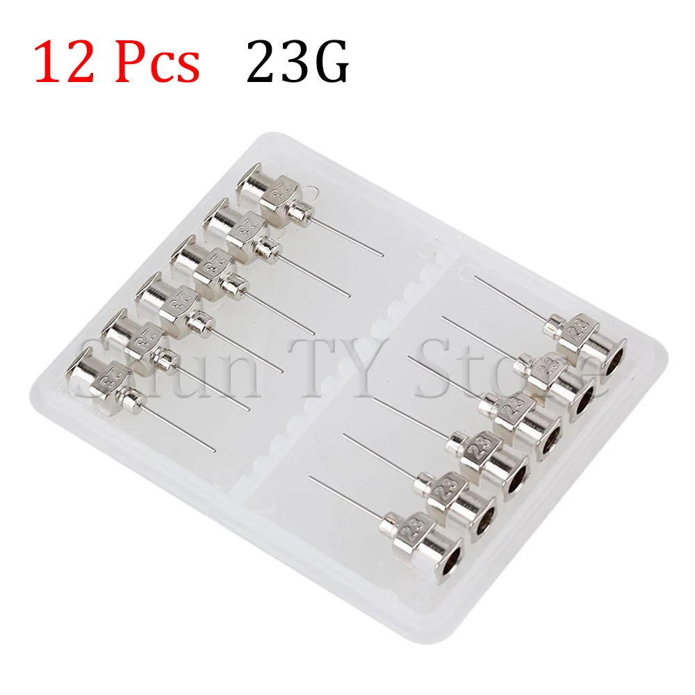 

12 Pcs 1/2 Inch Silver Stainless Steel 23Ga Connector Glue Head Dispensing Needle, Suitable For Dispensing Electronic Components