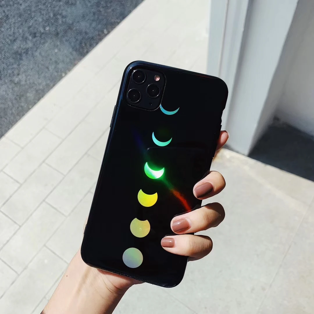Роскошный мягкий цветной чехол накладка с лазерным затмением космоса и Луны для