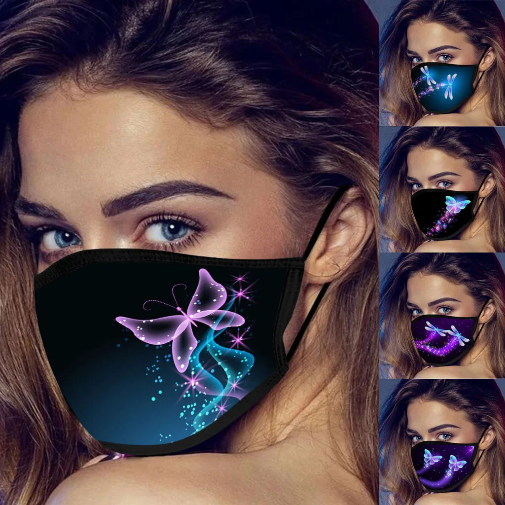 

Dustproof Washable Masks Adult 3d Printed Face Fabric Mask Reusable Protection Proof Mouth Masque Comfortable Safe Mask Lady