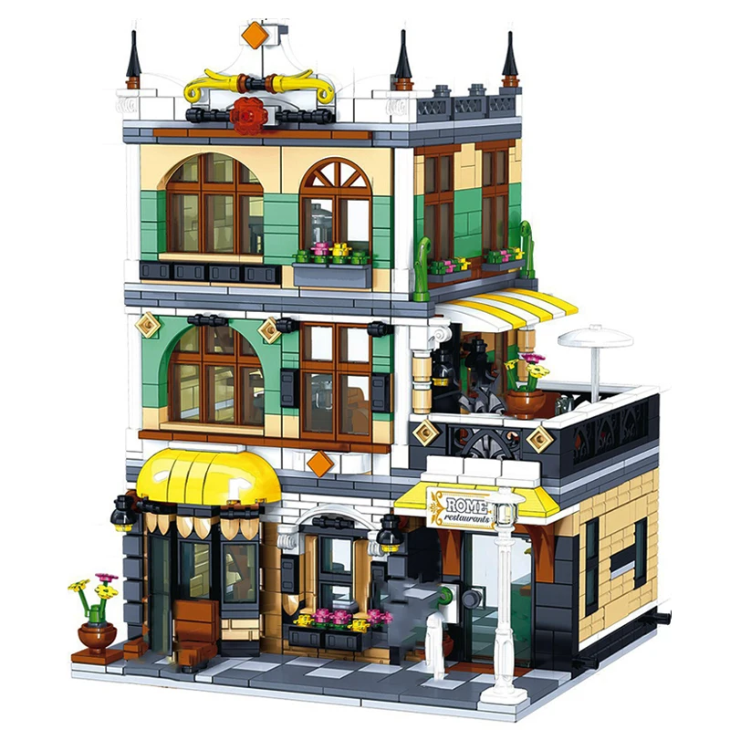 Building Blocks Architecture Creator Expert City Street View European House Rome Store Restaurant Designer Construction Bricks | Игрушки и