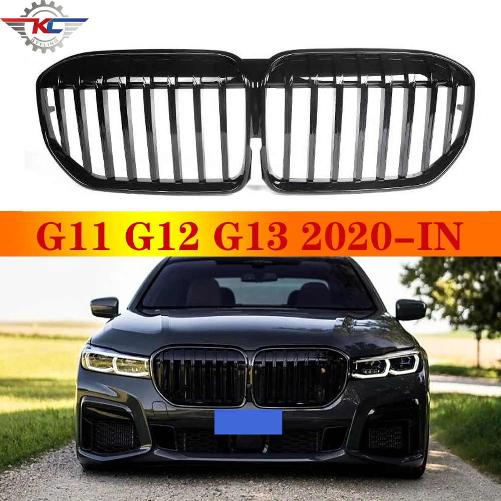 

Front Racing Grilles for new 7 series G11 G12 G13 2020-IN ABS Glossy Black M Color 1-Line Carbon Frame Grill Car Styling