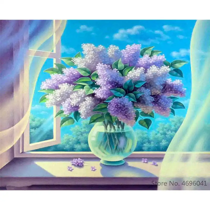 Картина по номерам рамки Раскраска домашний декор картины цветы ваза украшения