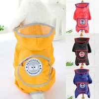 pet dog raincoat with safety reflective stripes clear window jumpsuit hooded jackets rainwear poncho small dog outdoor clothes