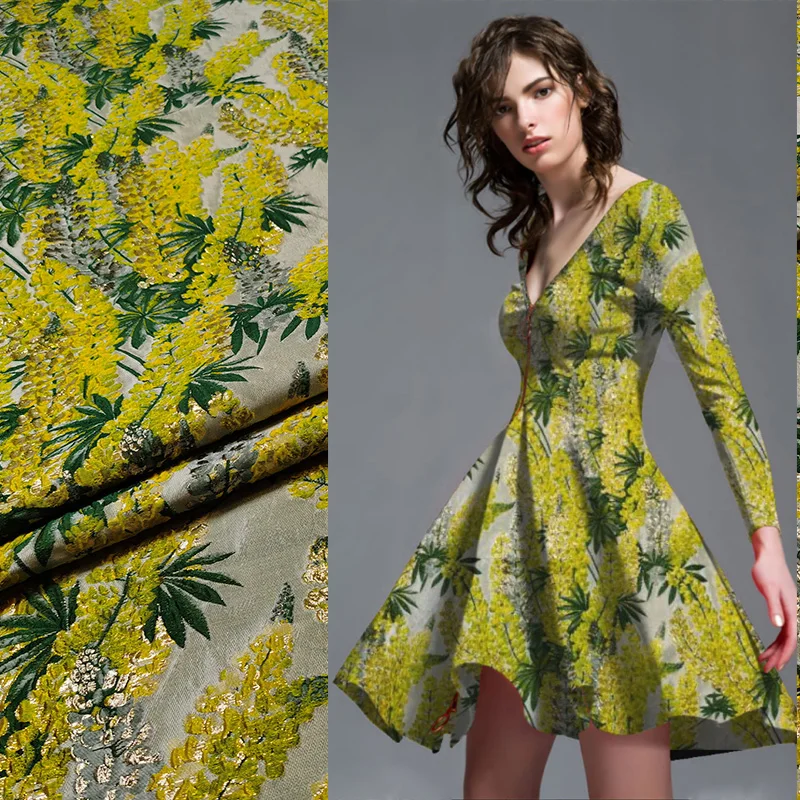 

Designer sewing jacquard fabric Garden three-dimensional yarn-dyed jacquard skirt dress costume suit suit brocade fabric