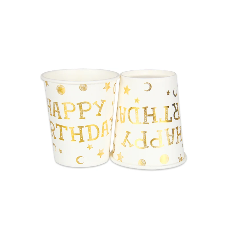 10 шт. одноразовые столовые приборы бумажные тарелки соломенная чашка золотого