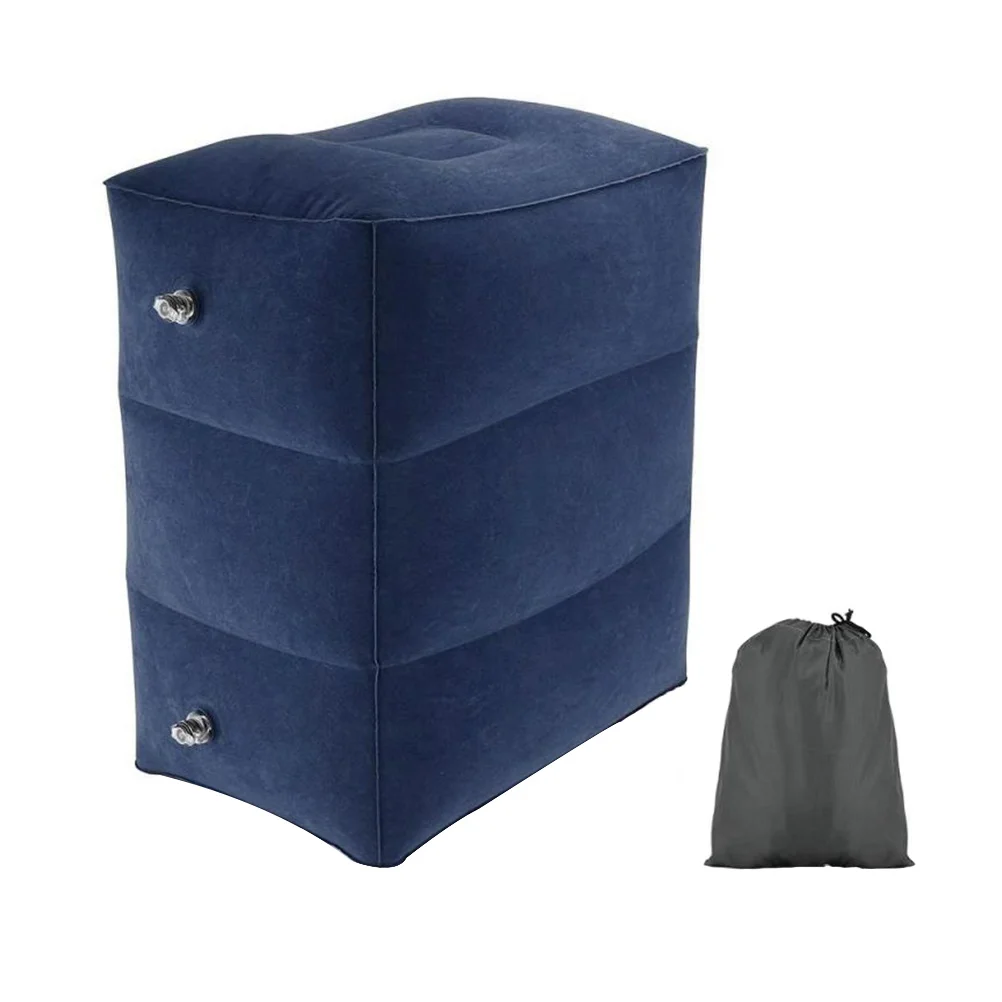 

1Pc Convenient Footrest Stool Inflatable Foot Cushion Folding Cushion Dark Blue