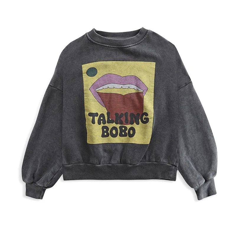 

2021 autumn/winter children's pullover sweater thickened warm washing tidal fan print parent-child clothes mother spot