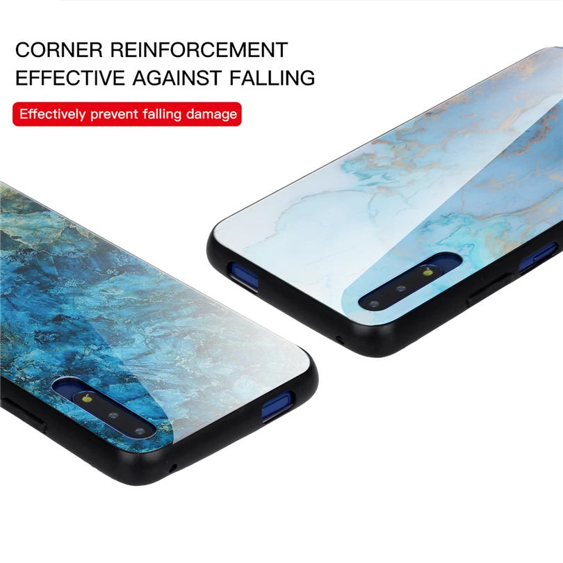 Водонепроницаемый чехол для телефона Huawei Honor 8C 8X 8A мраморный из закаленного