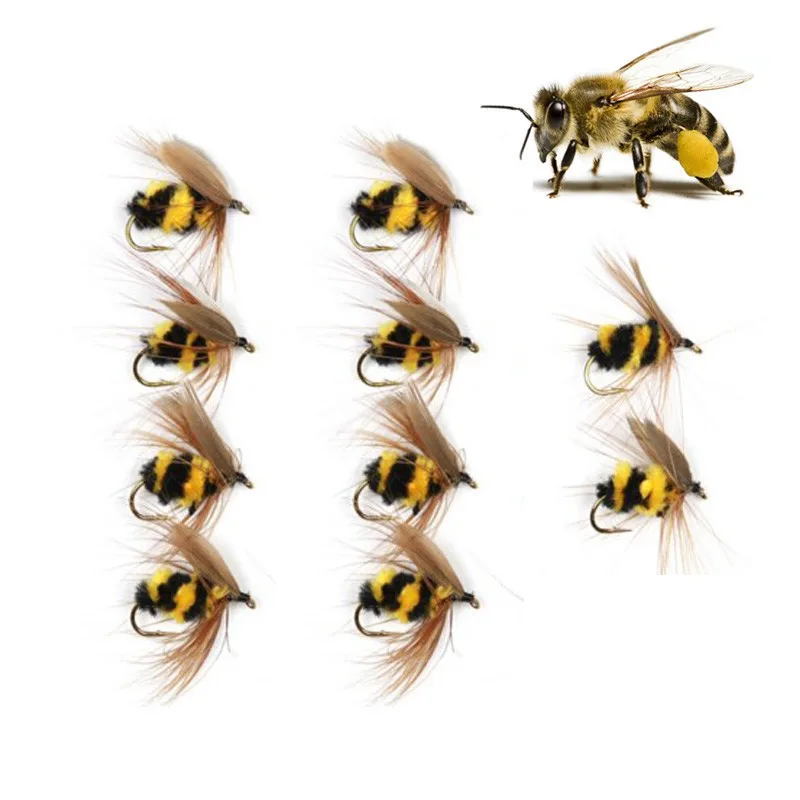 

10 Pcs/Set Insect Bait Bumble Honeybee bait fly Fishing Fishing Artificial Bee Fly Trout Fishing Lures