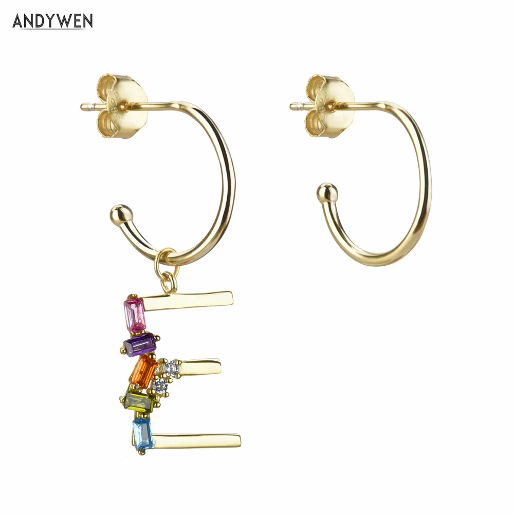 ANDYWEN 100% 925 пробы Серебряное золото E F начальное висячее ожерелье с буквой A M