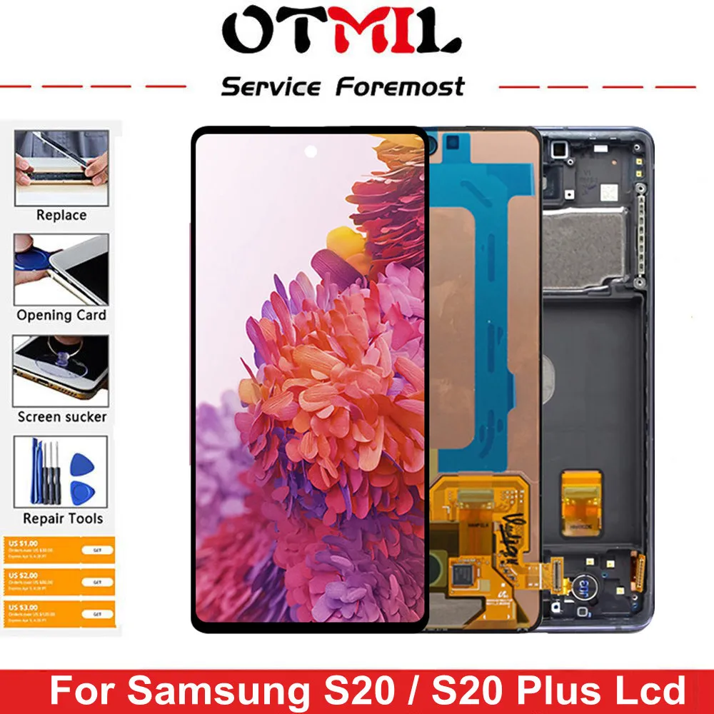 Pantalla LCD Super AMOLED para Samsung Galaxy S20/S20 Plus, piezas de reparaci&oacute;n de digitalizador de pantalla t&aacute;ctil, G980, G980F, G980F/DS, G985, G985F-0