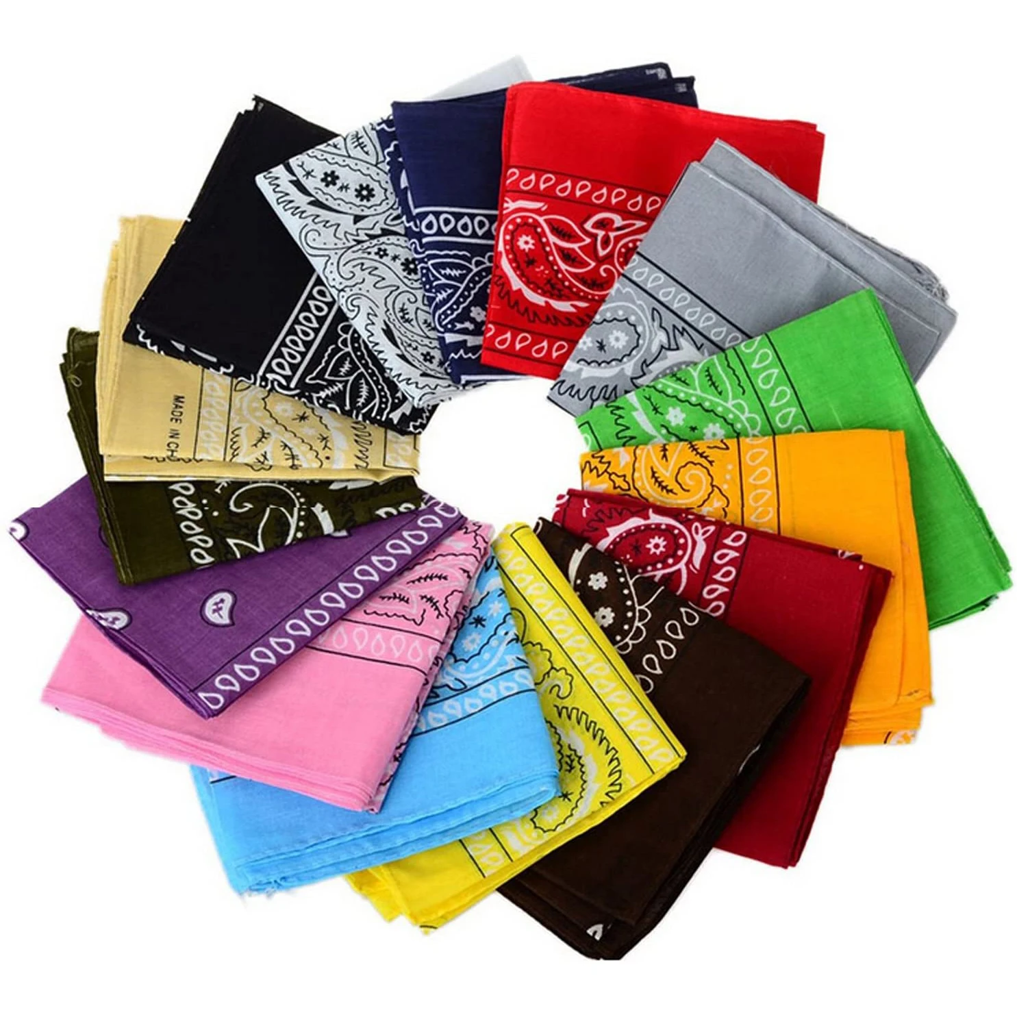 

12pcs Cycling Bandanas 22 X 22 Inch 100% Cotton Paisley Cowboy Bandana Men Women Headwrap Head Wrap Scarf Headband Handkerchiefs