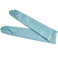 womens long sheepskin gloves 50cm long arm sleeve winter warm ladies genuine leather gloves