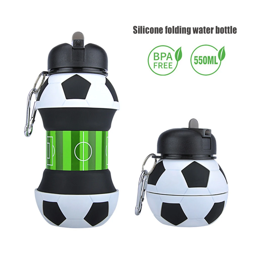 

Football Sports Silicone Water Bottle Portable Foldable Student Water Cup Kids Outdoor Basketball Baseball Travel Camping Cup