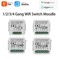 tuya mini wifi smart switch 1234 gang 2 way control switches diy smart life automation compatible with alexa google home