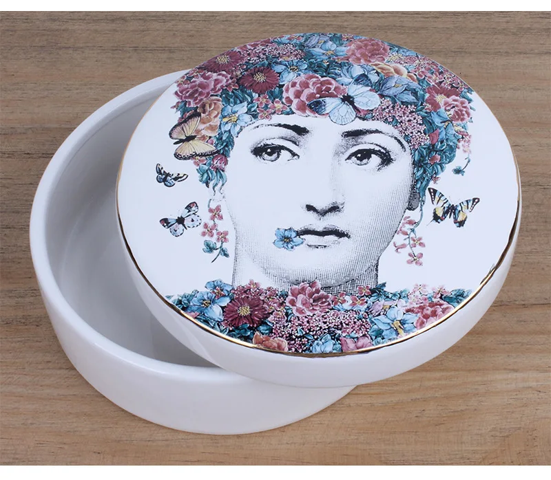 Европейская винтажная керамическая коробка для хранения Fornasetti, роскошный подарок, серьги для хранения ювелирных изделий, лоток, туалетный столик, декоративные аксессуары