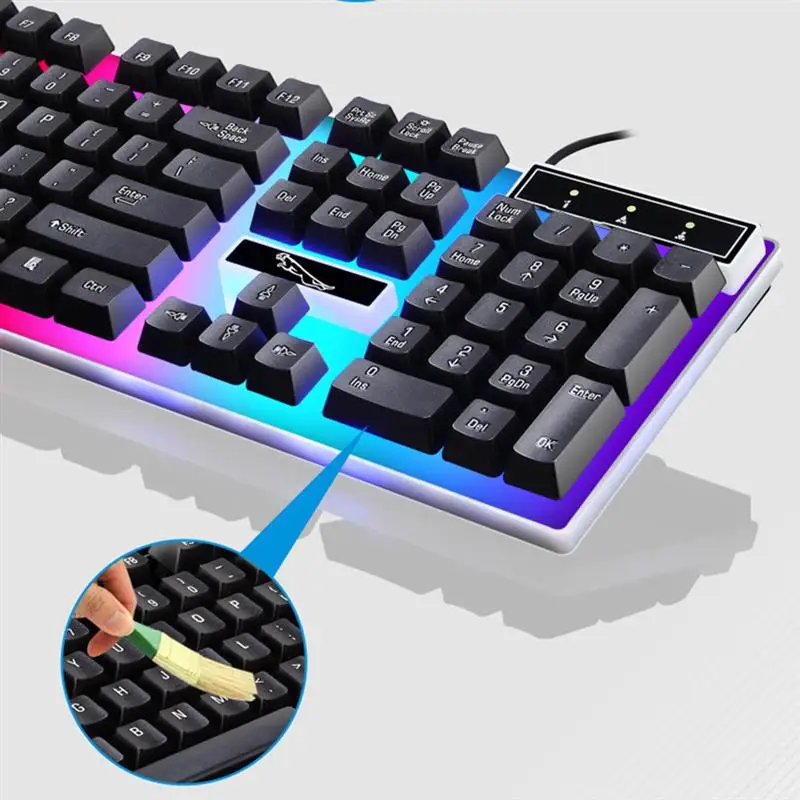 Проводная игровая клавиатура механическая с подсветкой USB 104 клавиши G21B мышь