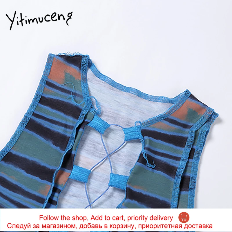 

Ytinuceng Cut Out Ties Crossed Tank Tops Women Crop Top Lace Up Slim Sleeveless Short Vest Sexy Club 2021 Summer Fashion Clothes