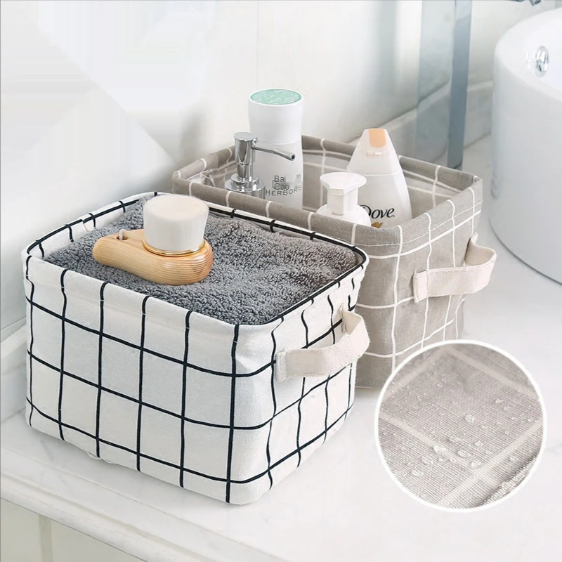 

2pc Cotton Linen Fabric Laundry Storage Basket Folding Underwear Kids Toy Organizer Sundries Books Storage Box Home Organization