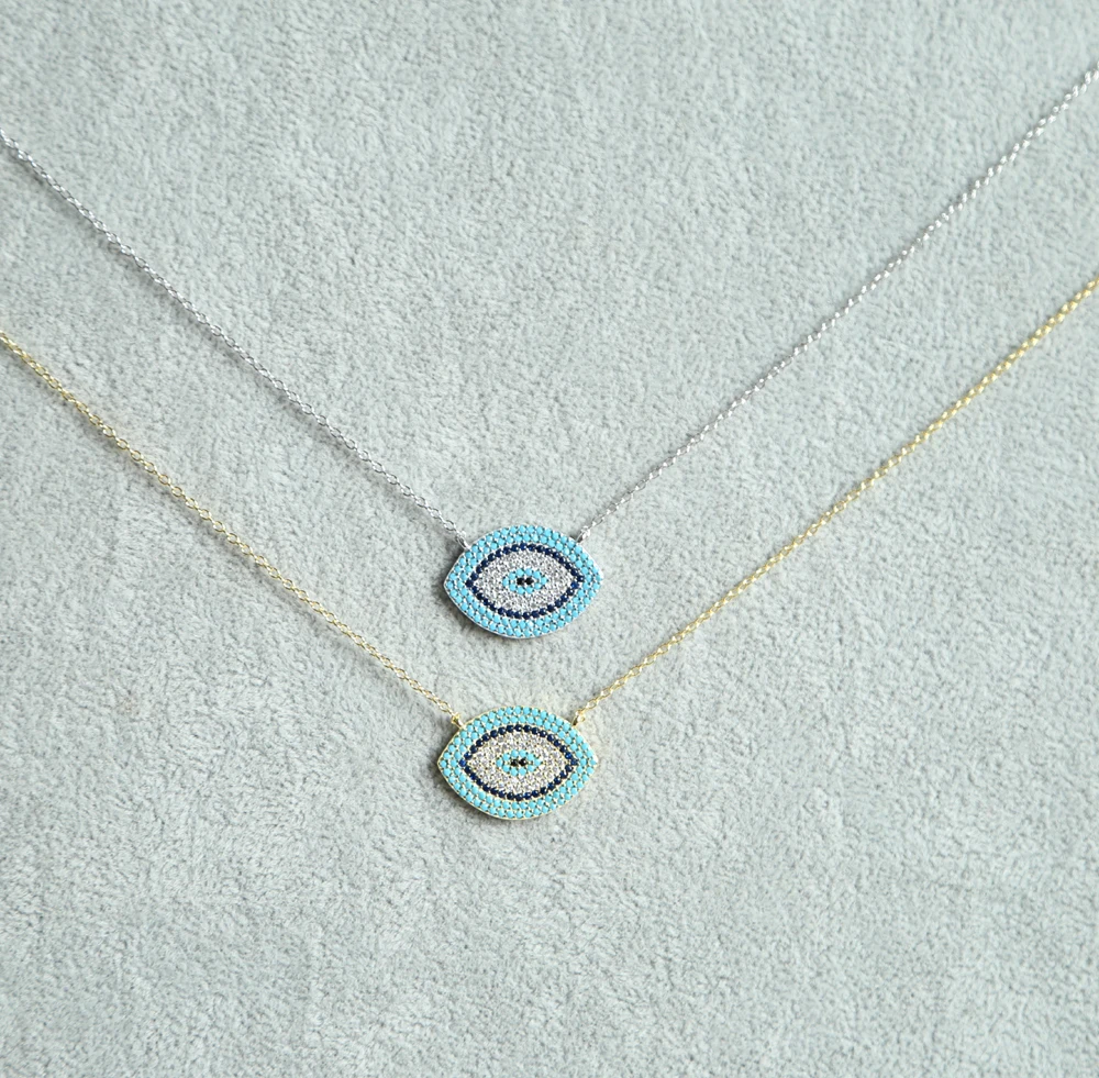 Clear Cubic blue micro pave cubic Zirconia S925 Sterling Silver Jewelry Bridal Engagement Pendant Necklace | Украшения и