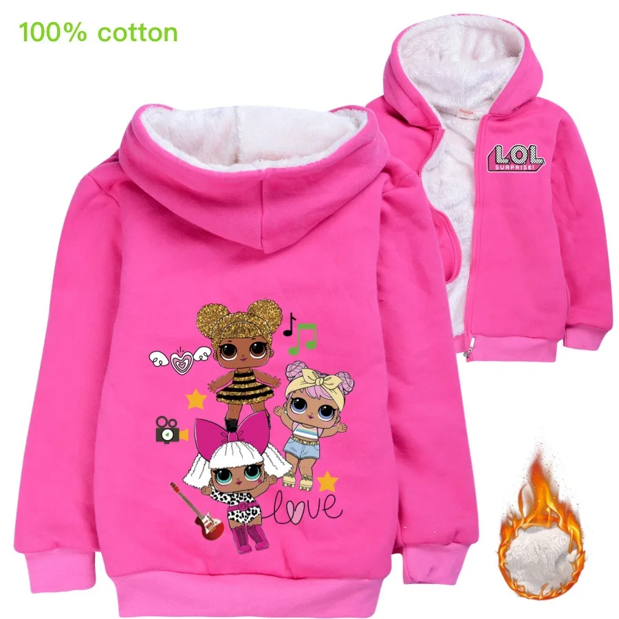 Весенне зимнее Детское пальто LOL Surprise Детская милая мягкая утепленная флисовая