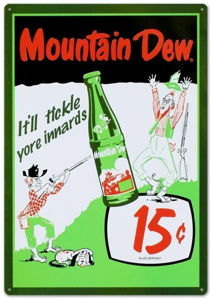 

Mountain Dew Soda 15 Cents Tin Sign Metal Wall Signs Hall Garage Poster TIN Sign 7.8X11.8 INCH
