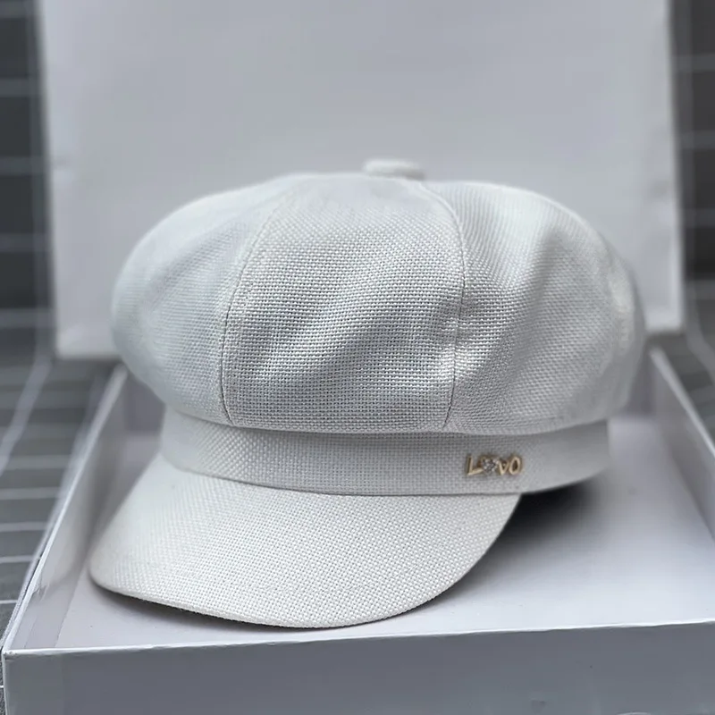 Diamond Love Fashion Octagonal Hat Women Korean Painter Hat Girl Cotton Linen Newsboy Big Size Beret 54cm 56cm 57.5cm 59cm 61cm