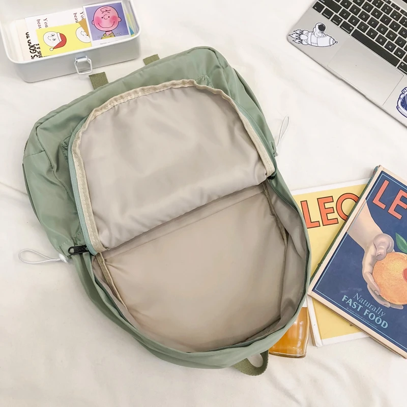 Waterproof Solid Color Nylon Woman Backpack Luxury Light Travel School Bags for Teenage Girls Large Student Bookbag New | Багаж и сумки